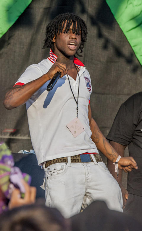 Chief Keef performs during the AraabMuzik set during the Pitchfork Music Festival in Union Park on Sunday, July 15, 2012.