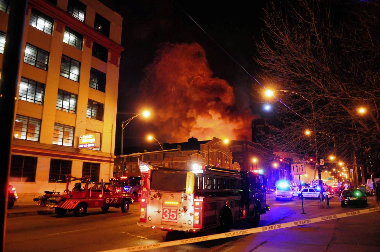 Firefighters had to contend with frozen hydrants and ice caused by overspray, Fire Department Commissioner Jose Santiago said. One firefighter suffered a back injury and was taken to Advocate Christ Medical Center in serious condition, said Chicago Firefighter Meg Ahlheim, a department spokeswoman.