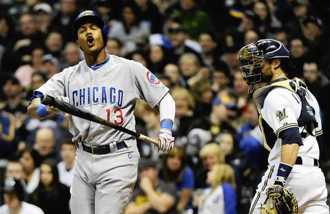 Cubs shortstop Starlin Castro reacts after striking out in the eighth.