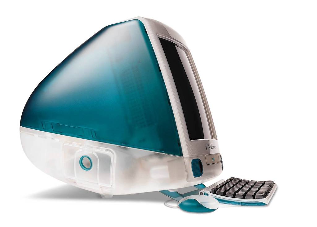 The first iMac came out in 1998. It combined the computer and the monitor in one unit that brings to mind a beach ball, making it an updated version of the original one-piece Macintosh.