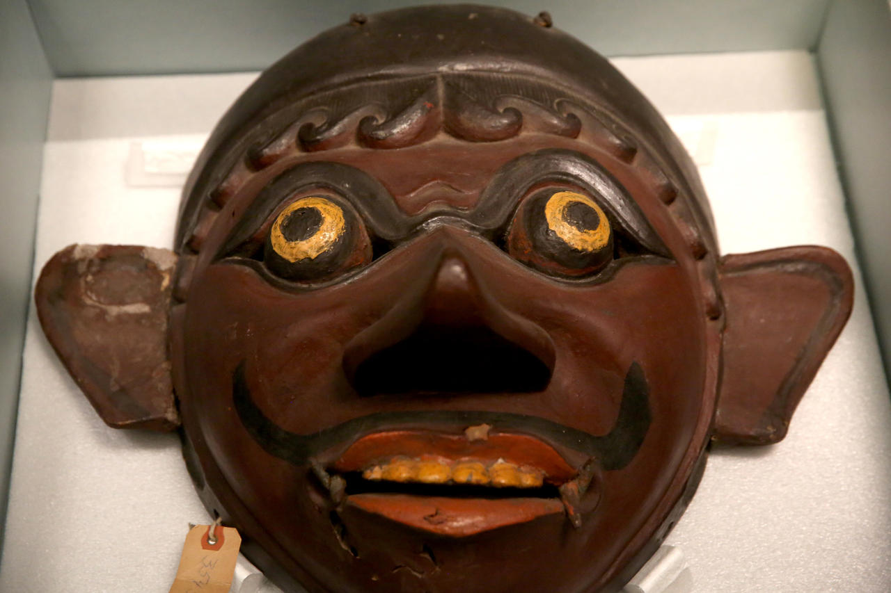 Togeng (theatrical character mask) on display in the exhibit on the 1893 World's Fair.