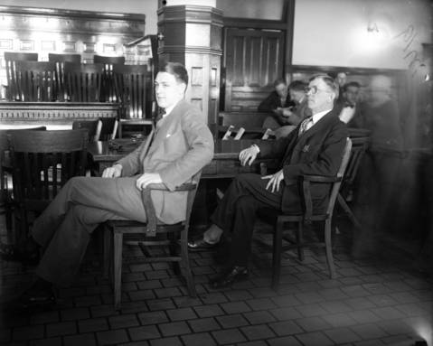 Martin Durkin in court at his trial, circa June 1, 1926. Durkin was the first person to kill a federal agent. He was accused and convicted of killing FBI Agent Edwin C. Shanahan.