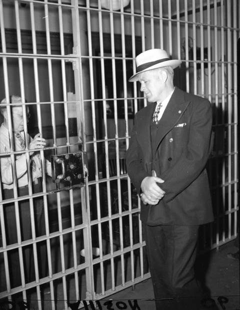 Martin Durkin, 44, at the Federal Building, circa May 6, 1945. After serving 19 years in an Illinois prison for the murder of FBI Agent Edwin Shanahan, Durkin was transferred to Leavenworth Prison to serve 15 more years for violation of the Dyer Act, a federal crime.