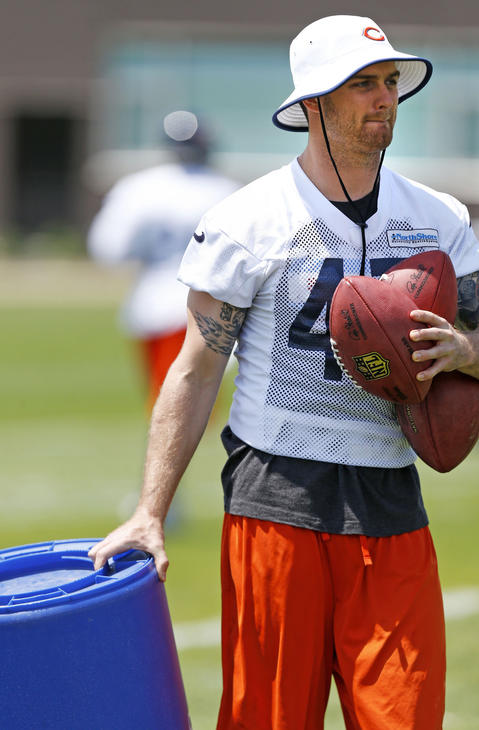 Bears free safety Chris Conte didn't participate in practice at Halas Hall on May 27. Conte had offseason shoulder surgery and remains a question mark for training camp.