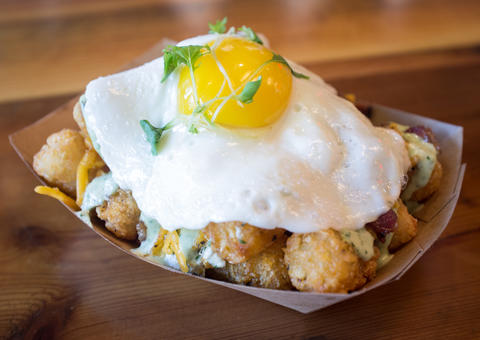 Tots with local egg at Velvet Taco. (1110 N. State St. 312-763-2654)