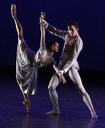 Misty Copeland and Gray Davis in Christopher Wheeldon's "Thirteen Diversions," performed Thursday at Segerstrom Center by American Ballet Theatre.