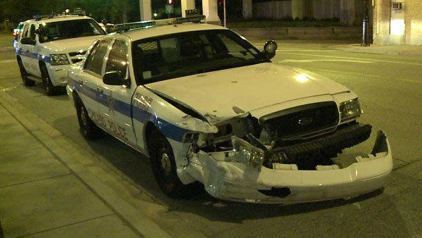 Chicago police car hit by an allegedly drunk driver, according to police