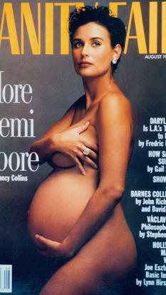 Vanity Fair: Demi Moore poses nude while pregnant, and earlier with paint