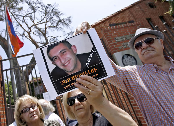 Locals protest outside the Armenian consulate in Glendale on Thursday, July 5, 2012.  People were angry about the death of Dr. Vahe Avetyan, 32, after being severly beaten at a restaurant in Yerevan recently. The restaurant, according to reports, is owned by a member of Parliament.
