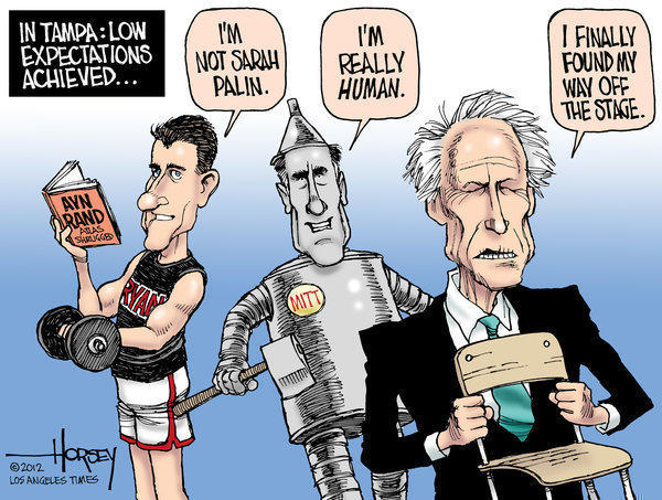 Clint Eastwood, Mitt Romney and Paul Ryan meet low expectations