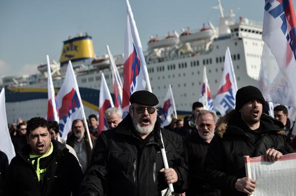Greek dockworkers strike, February 2013