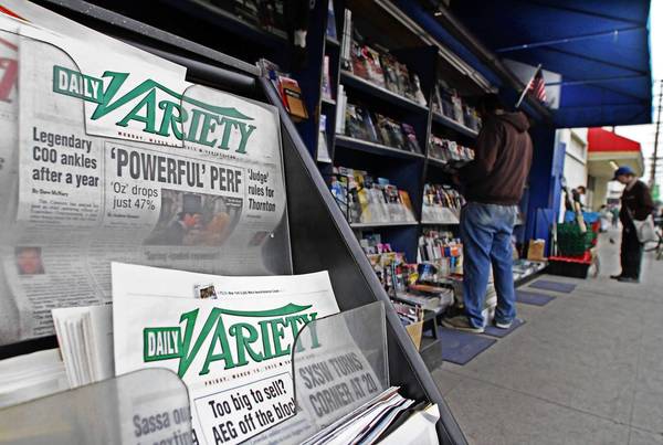 Daily Variety is sold at a newsstand.