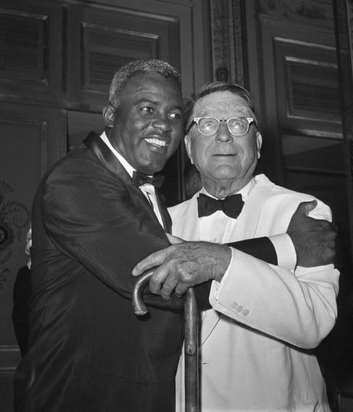 Branch Rickey with Jackie Robinson in 1962. (Associated Press )