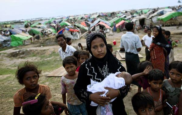 A displaced Rohingya woman at a camp in Rakhine, Myanmar