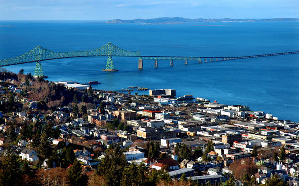 The view of Astoria, Ore., from the lovingly restored Astoria Column on Coxcomb Hill. The old fishing and lumber town on the Columbia River has made an incredible comeback.
