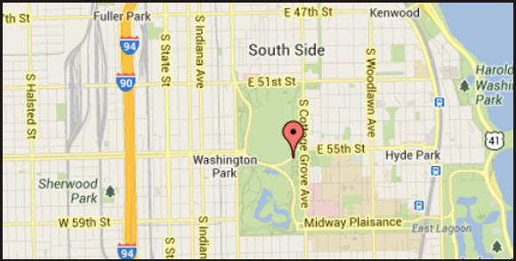Map of location of fatal motorcycle accident near Washington Park.