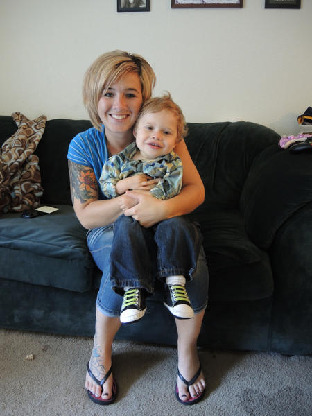 Krystal Middaugh holds her 2-year-old son, Zander Tewksbury. In July, Zander was diagnosed with Pitts Hopkins syndrome, a rare genetic disorder which causes extreme developmental delay and intellectual disability.