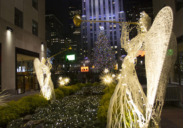 Decorations in front of the tree are seen during the 81st Annual Rockefeller Center Christmas Tree Lighting Ceremony in New York December 4, 2013.