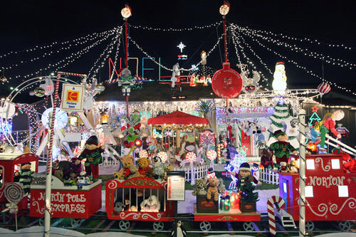 Burbank resident Dick Norton's front yard is filled to the brim with Christmas decorations on Wednesday, December 18, 2013.