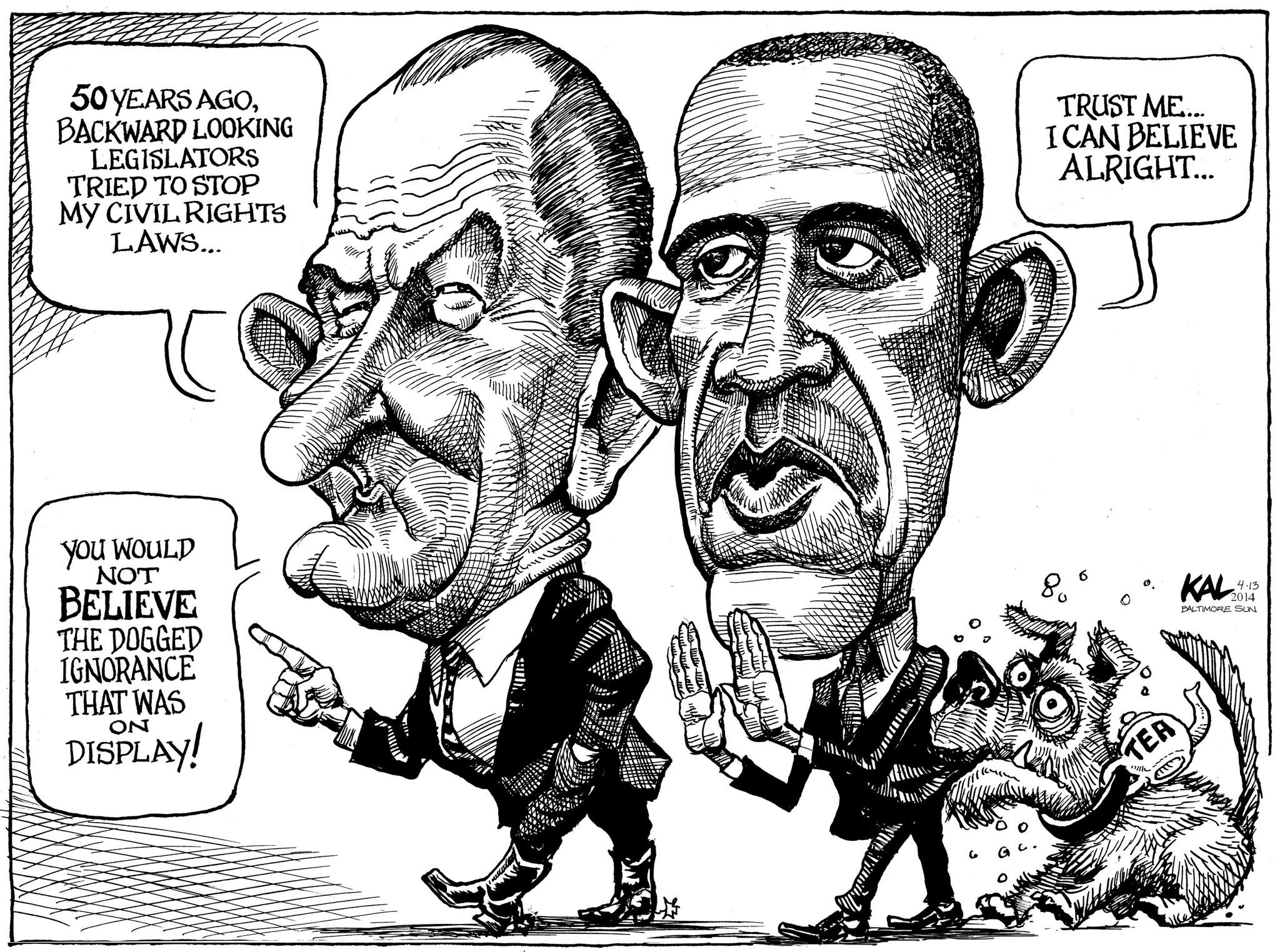 KAL cartoon reflects on LBJ's legacy in age of Obama - tribunedigital