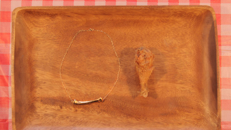 Gold KFC chicken bone necklaces