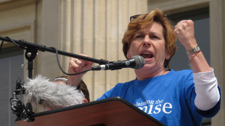 Randi Weingarten at a Kansas rally