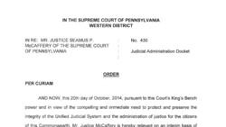 READ: Order suspending PA Supreme Court Justice McCaffery