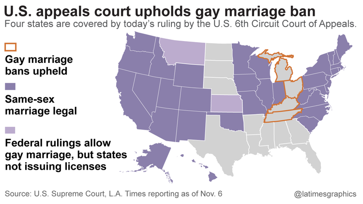 State of gay marriage in the U.S.