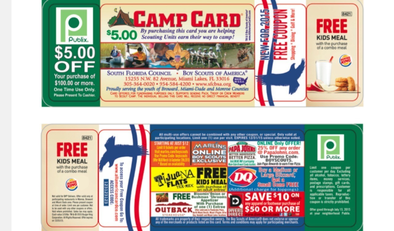 5 off at Publix with Boy Scout Camp Card Sun Sentinel