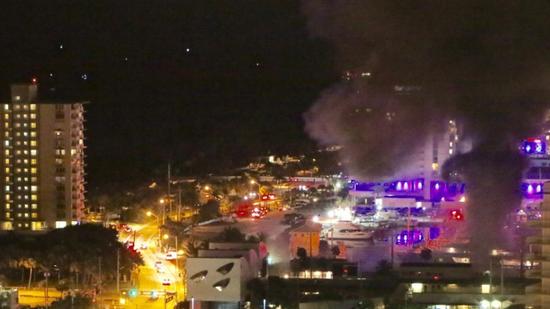 Yachts burning