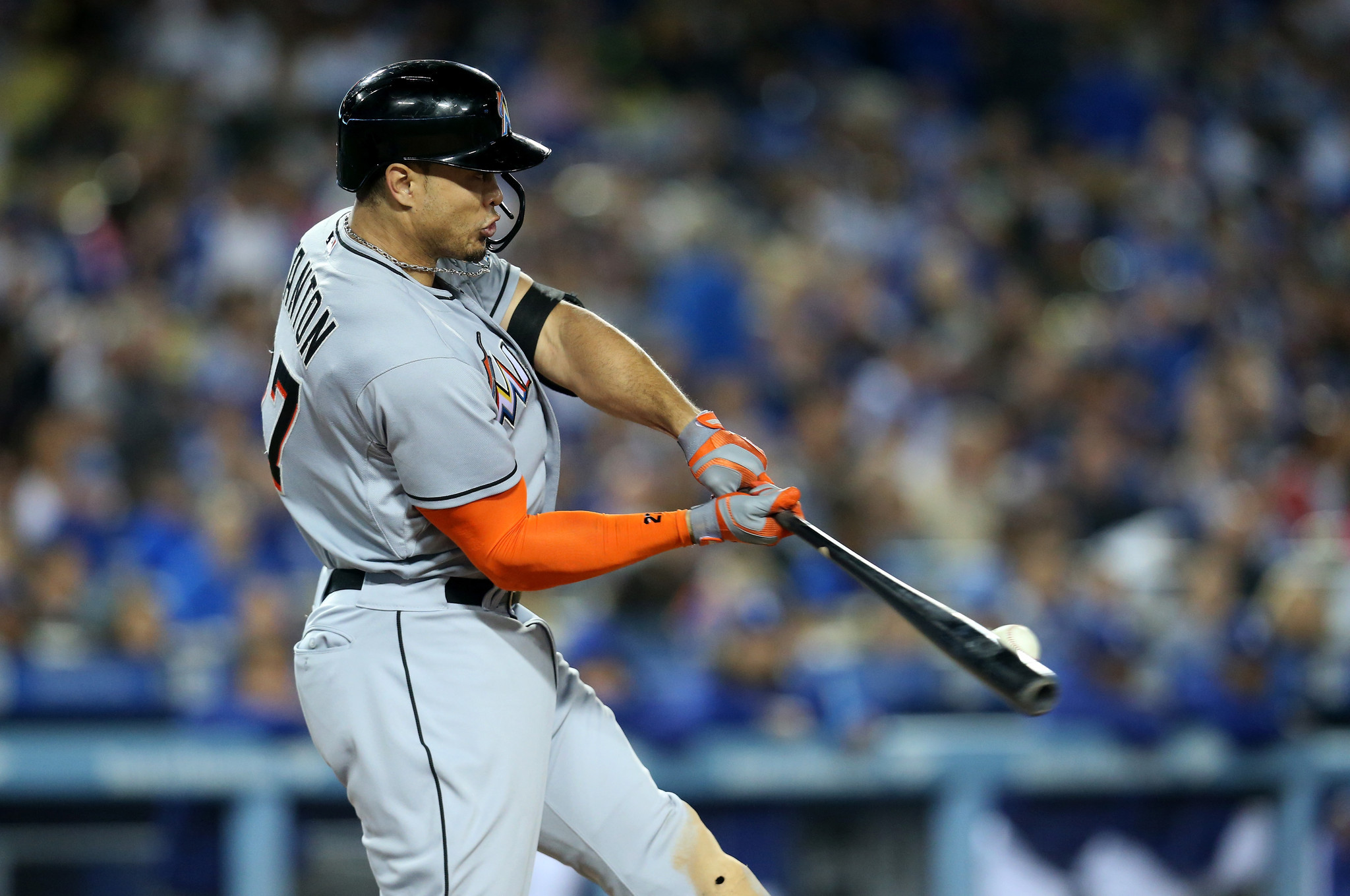 Watch Giancarlo Stanton hit a home run out of Dodger Stadium LA Times
