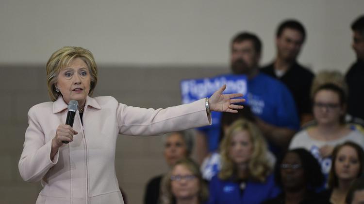 Hillary Clinton campaigns for the Iowa Caucus