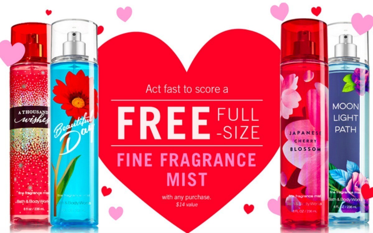 Free 14 Fragrance Mist From Bath Body Works For Valentines Day
