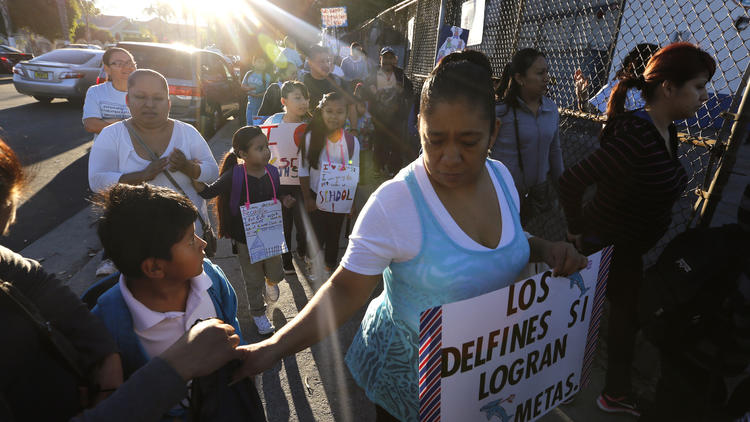Parents and students 'walk-in' at LAUSD schools to protest charter expansion