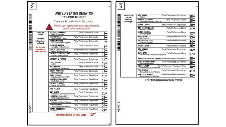 Sample ballots for Senate race