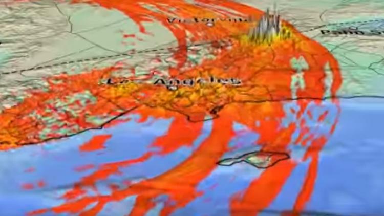 Simulated shaking from possible magnitude-8 earthquake on San Andreas fault
