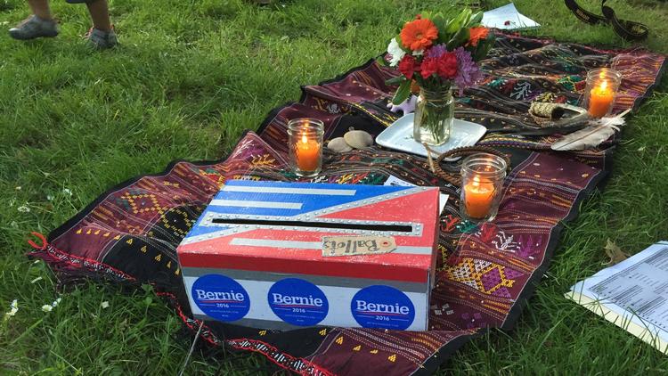 The "ballot box" at the Wiccan ritual held in Portland in support of Bernie Sanders.