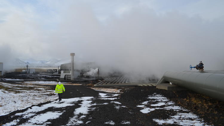 Iceland's Hellisheidi geothermal power plant, the world's largest, is cleaner than those that run on fossil fuels, but it still emits carbon dioxide by venting volcanic gases.