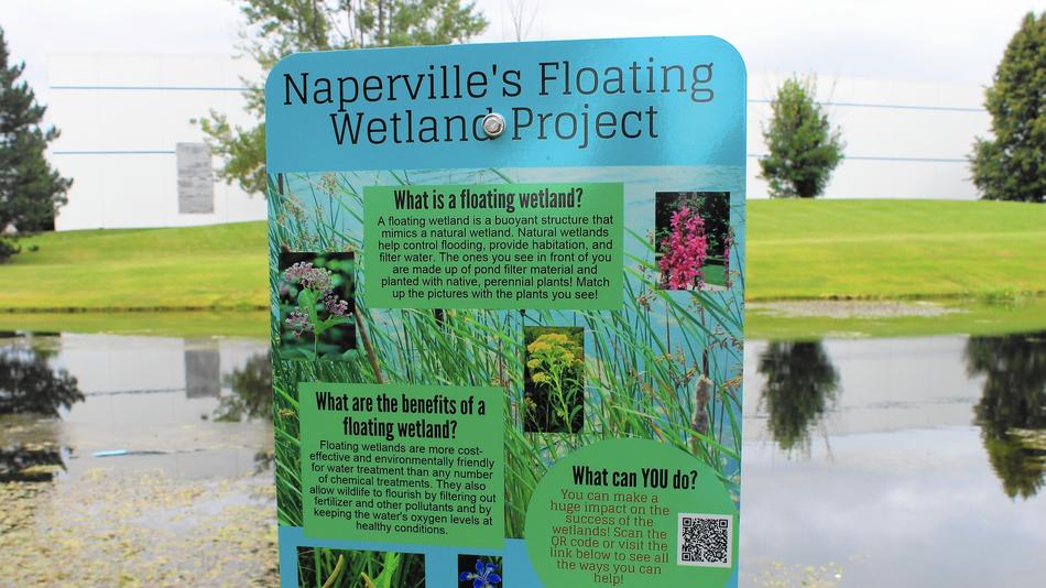Floating wetlands information sign