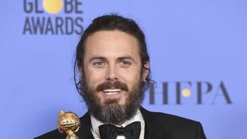 Casey Affleck poses in the press room with the award for best performance by an actor in a motion picture - drama for "Manchester by the Sea" room at the 74th annual Golden Globe Awards at the Beverly Hilton Hotel on Sunday, Jan. 8, 2017, in Beverly Hills, Calif.
