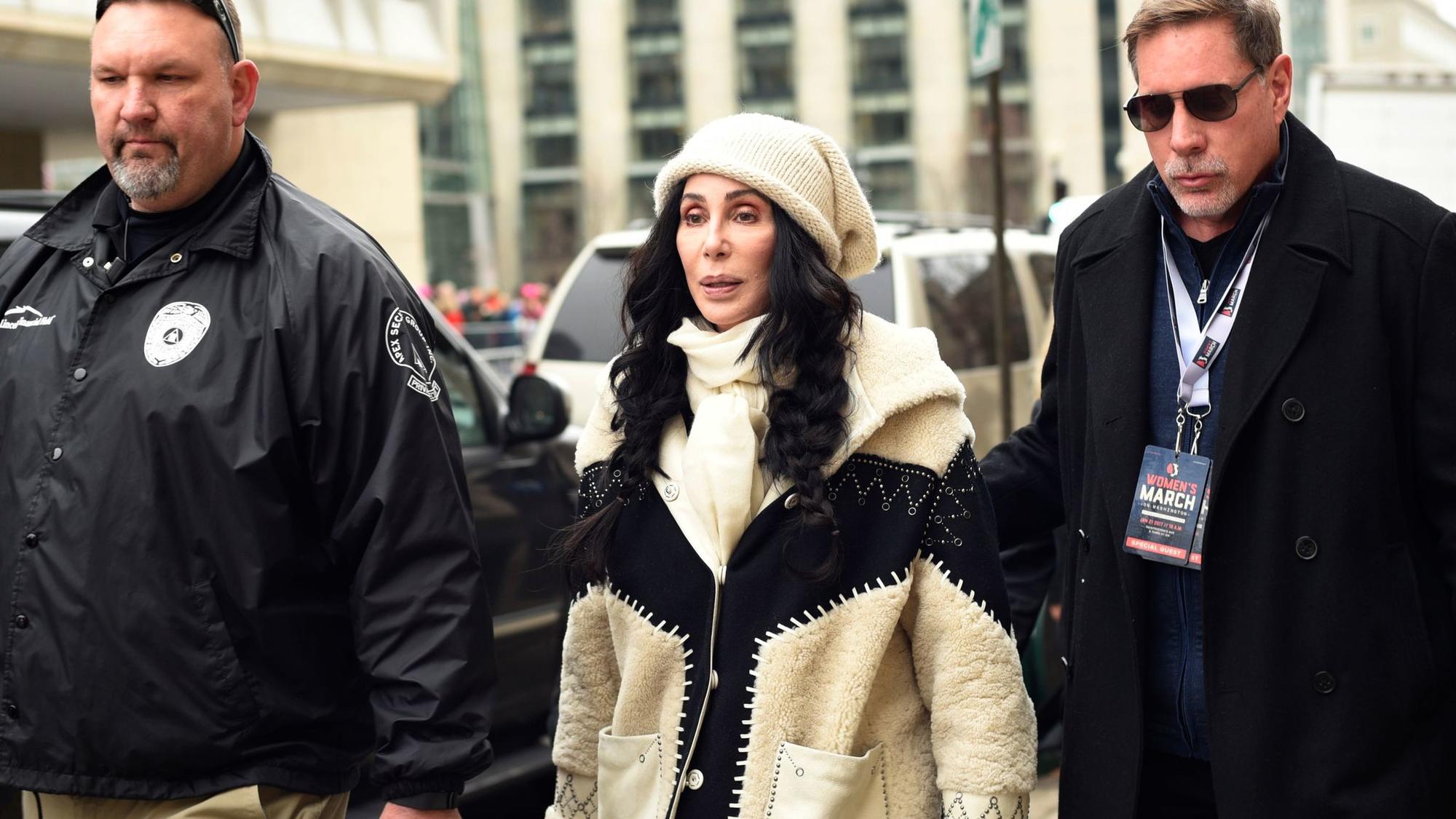 Cher arrives for the Women's March on Washington on Independence Ave. (Sait Serkan Gurbuz / Associated Press)
