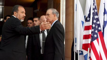 George Mitchell, right, meeting with Israeli Foreign Minister Avigdor Lieberman in Jerusalem in 2009.