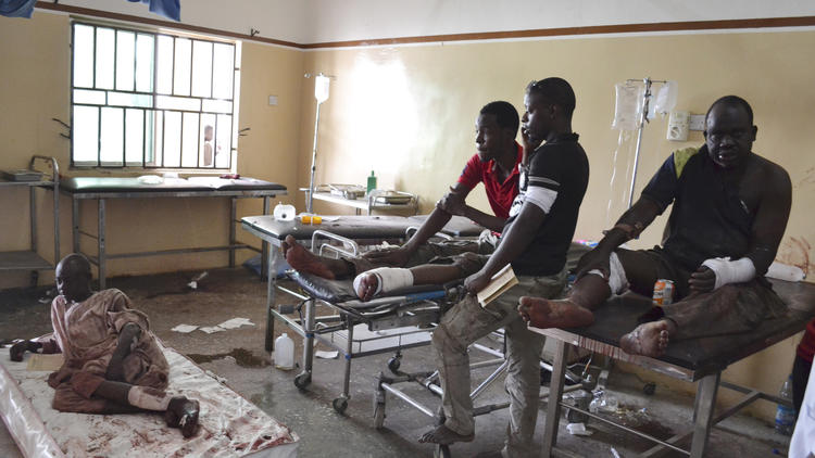 Nigeria's public hospitals are crowded and decrepit. Here, victims of a bomb attack in Maiduguri in 2015 await treatment in a public hospital.