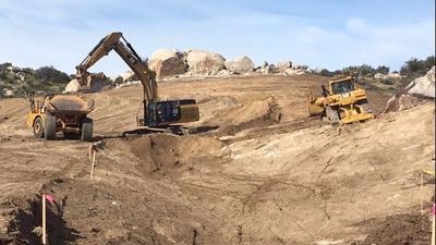 Construction work on the site of the Tule Wind Project in San Diego's East County.