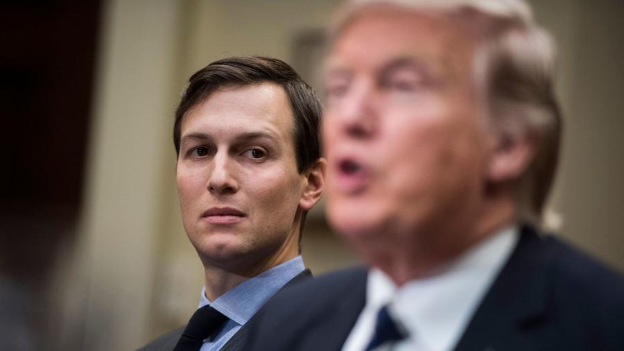 Jared Kushner, seen on Jan. 31 listening to his father-in-law, President Donald Trump at a roundtabl