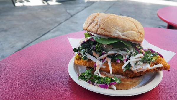 The Banh Oui fried chicken sandwich.