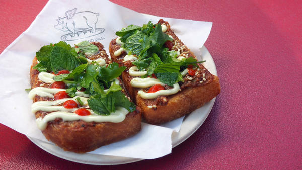 Shrimp toast from the Banh Oui pop-up.