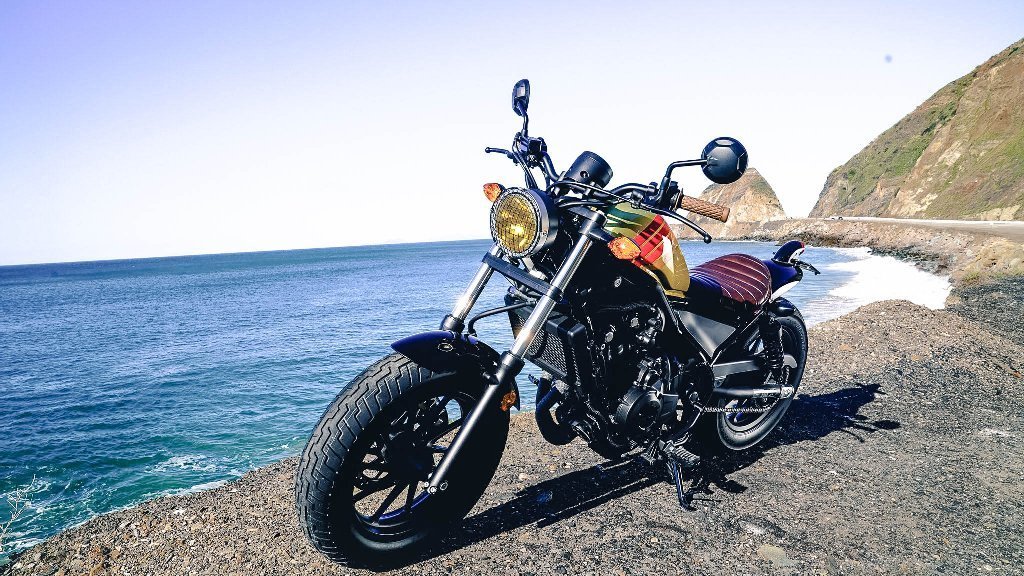 2017 Honda Rebel x Aviator Nation customized limited-edition cruiser with painted stripe detailing, hand-stitched leather seat and caged head lamp, starting at $14,000 with customization available. At Aviator Nation stores and rebel.honda.com.