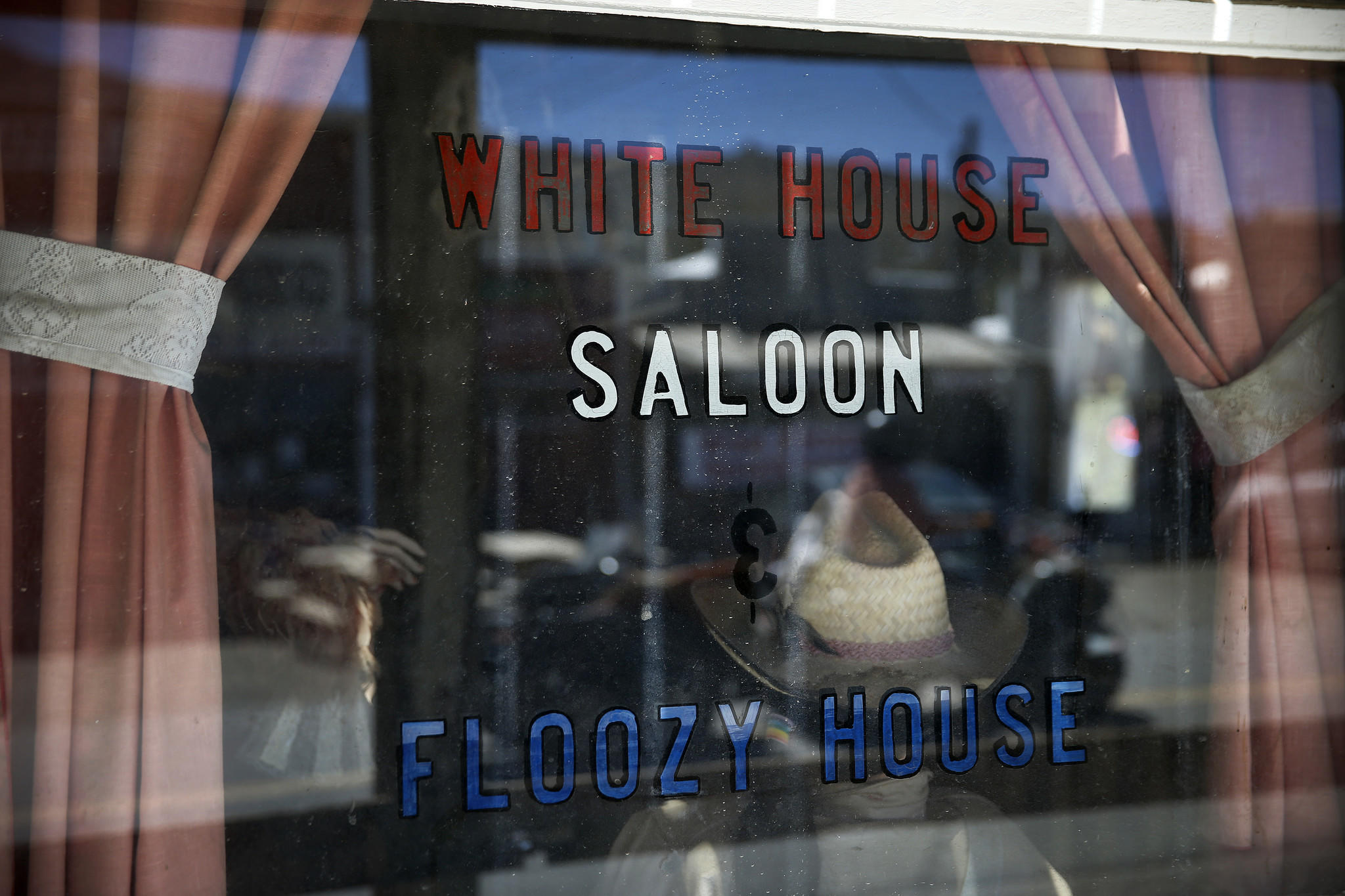 A view of the window display at the White House Saloon in downtown Randsburg.
