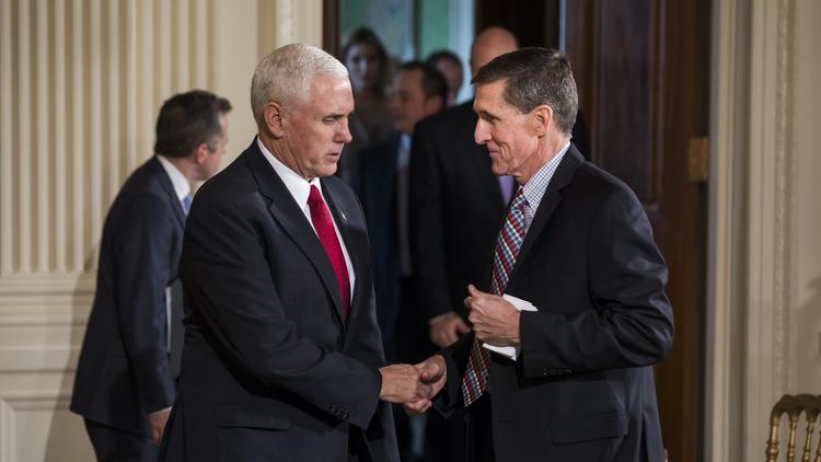 Pence with then-national security advisor Michael Flynn.